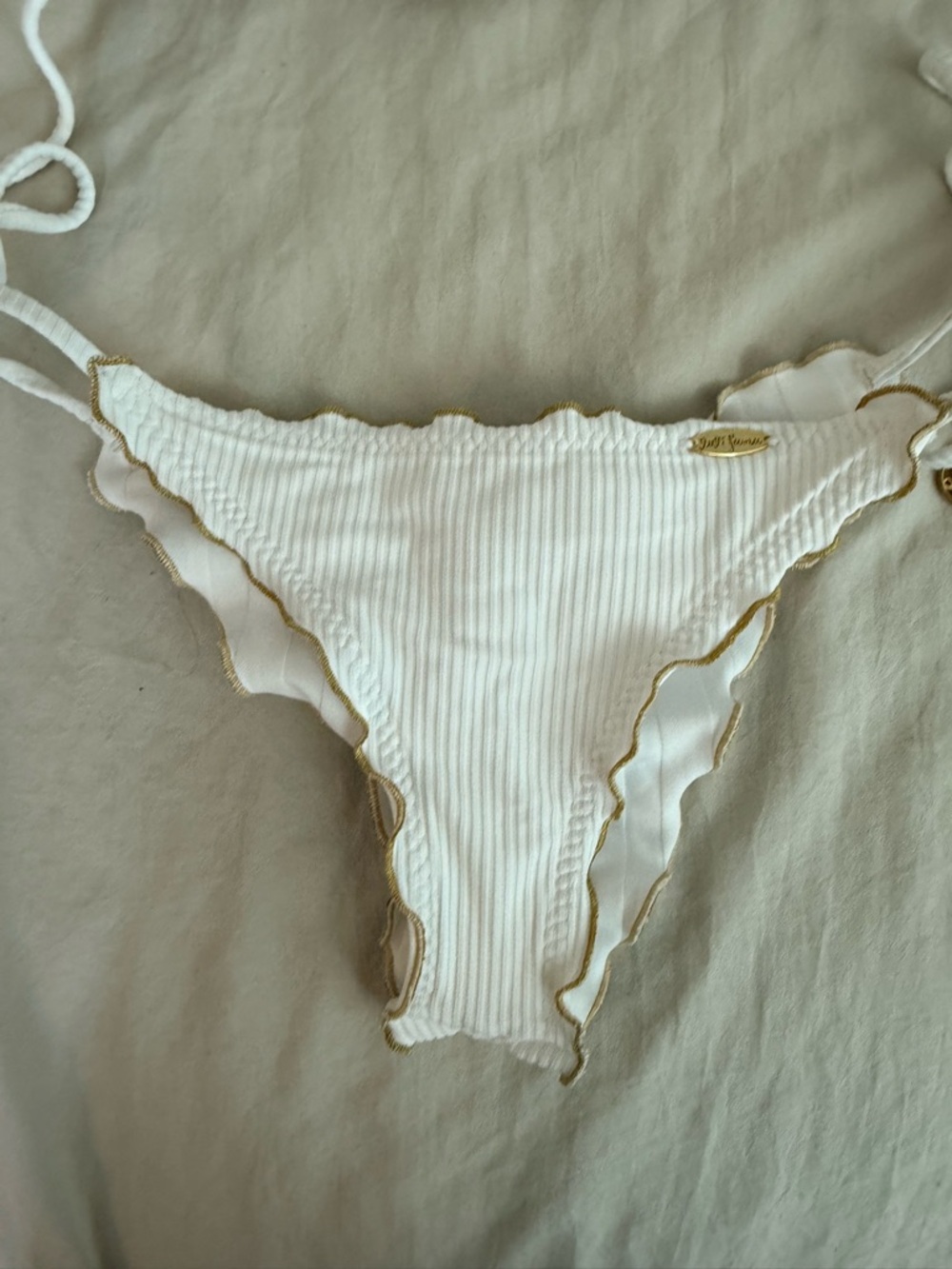 Luli Fama White Ruffled Triangle String Bikini - Picture 4 of 4